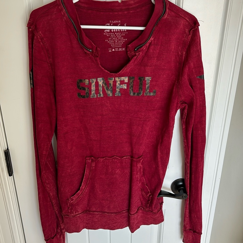 Sinful skull leopard & red sweatshirt brand new without tags . Super rare